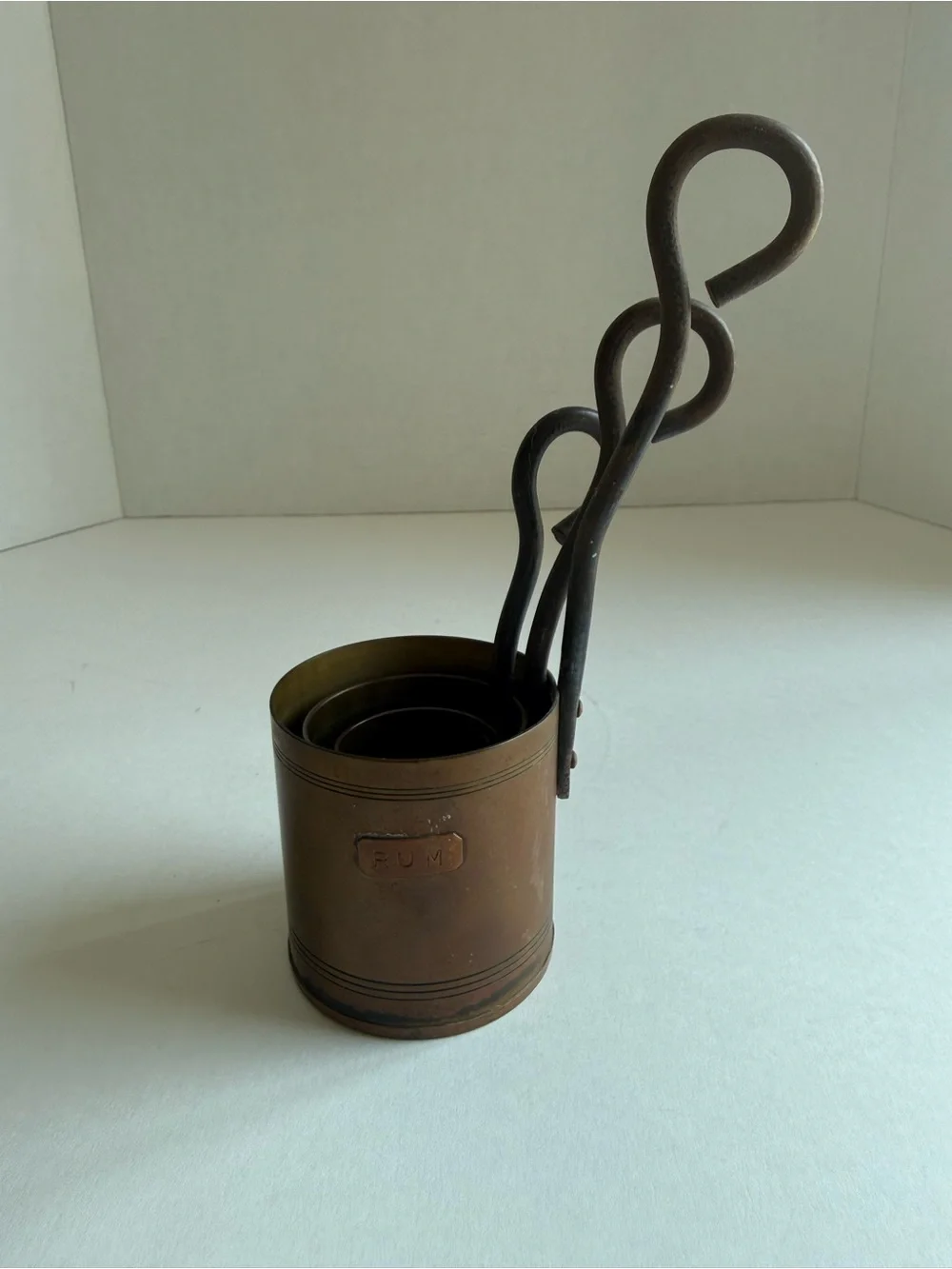 Vintage Copper Rum Spirit Measures Set of 3 Barware